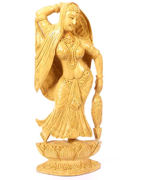 Wooden Statue of Woman from India