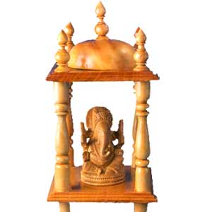 Wooden Mandir With Shri Ganesh