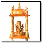 Wooden Mandir With Shri Ganesh