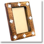 Antique Finish Wooden Photo Frame (Metallic Flower 5 x 3.5 inches)