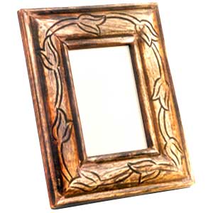 Antique Finish Wooden Photo Frame (Floral Design i)