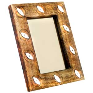 Antique Finish Wooden Photo Frame (Metallic Flower)