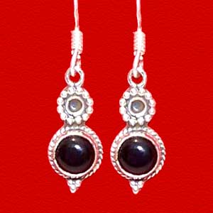 Black Onyx Silver Earrings:  Queens Collection