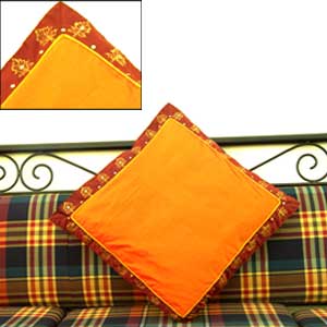 Silk Orange Maroon Cushion Cover