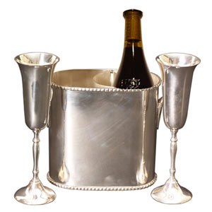 Wine chiller with a pair of glasses