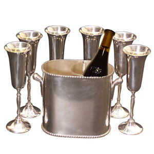 Wine chiller with six glasses