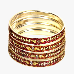 Maroon-Brown Mirrorwork lacquer Bangles