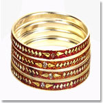 Maroon-Brown Mirrorwork lacquer Bangles