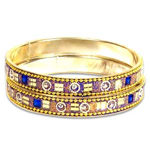 Blue Kundan Bangle Set