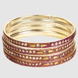 Purple Mirrorwork Lac Bangles