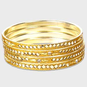 Golden Mirrorwork Lac Bangles