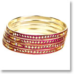 Deep Pink Mirrorwork Lac Bangles