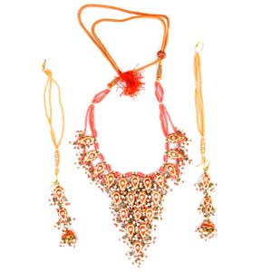 Orange Lacquer Necklace Set