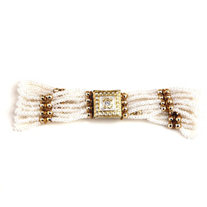 Golden White Beaded Lacquer Bracelet