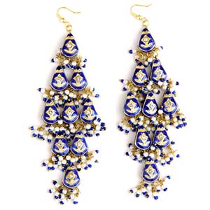 Blue Sparkle Lacquer Earrings