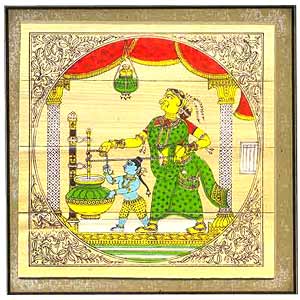 Krishna churns butter