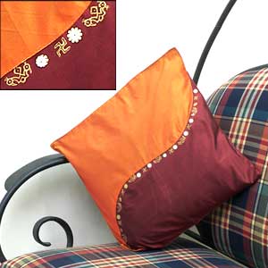 Orange Maroon Cushion Cover