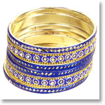 Blue Mirrorwork Lac Bangle  Set