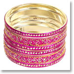 Pink Mirrorwork Lac Bangle Set