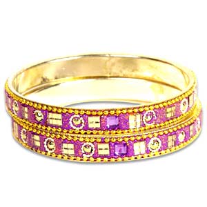 Purple Kundan Bangle Set