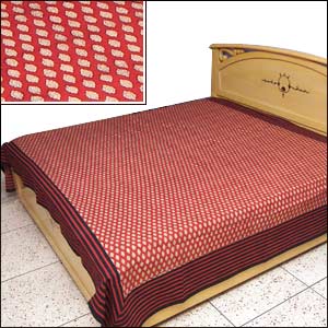 Red Block Print Bed Spread