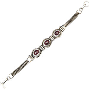 Red Onyx Silver Bracelet