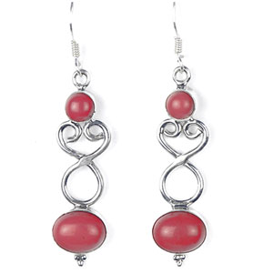 Red Onyx Silver Earrings