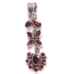 Red Stone Silver Pendant