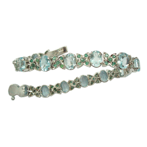 Silver Bracelet Blue Topaz Emerald