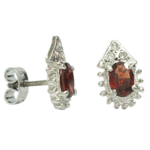 Silver Earring Garnet Zircon 