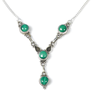 Silver Malachite Stone Necklace