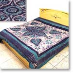 White-Green Batik Bedspread