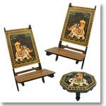 Painted Chair Set with a chowki